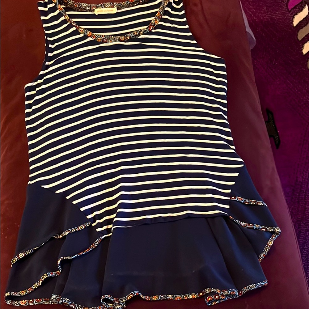 Pebble and Stone  Striped Navy and White Women's Top  large